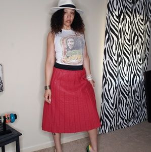 Faux leather pleated skirt
